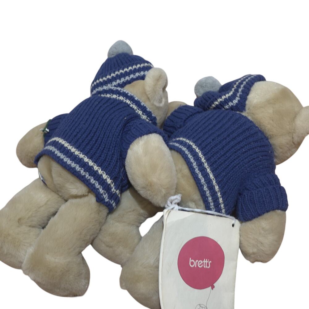 Vintage Carousel by Guy Teddy Bear Pair 1985 Blue Sweater Hat w Advent Calendar - Picture 9 of 14